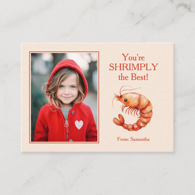 Tarjeta Pequeña You're SHRIMPLY the Best Kids Valentine's (Anverso)