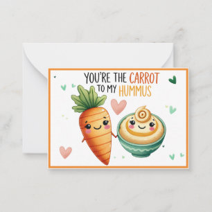 Tarjeta Pequeña Zanahoria Kawaii y Hummus Adorable