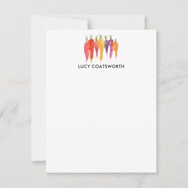 Tarjeta Pequeña Zanahorias arcoiris brillantes coloridas personali (Anverso)