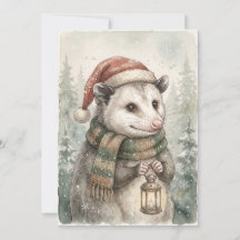 Zarigüeya vintage de Navidad Animal festivo del bo
