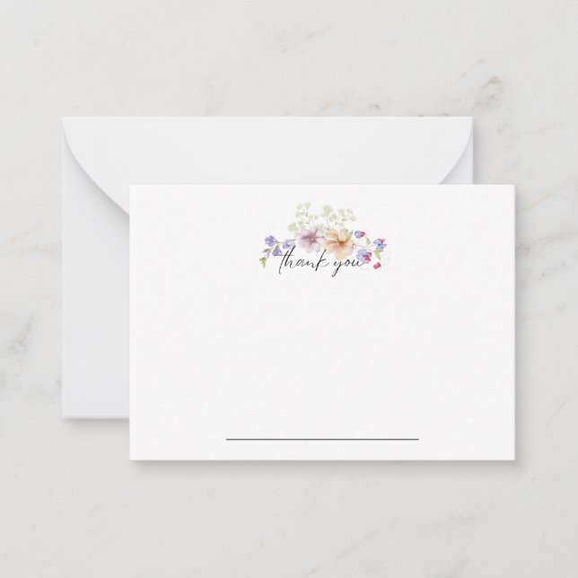 Tarjeta Pequeña Zinnia Floral Notecard Gracias (Anverso)