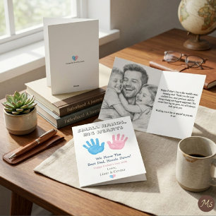 Tarjeta Pequeñas Manos Grandes Corazones Día del Padre Hue