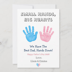 Tarjeta Pequeñas Manos Grandes Corazones Día del Padre Hue