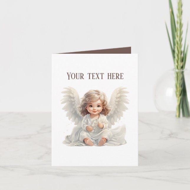 Tarjeta Pequeño Ángel de corte añadir texto (Anverso)