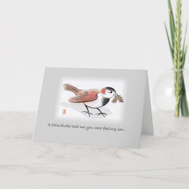 Tarjeta Pequeño Birdie Thinking Thinking You Card (Anverso)