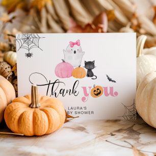 Tarjeta Pequeño Boo rosa espeluznante ducha de bebé, tarje
