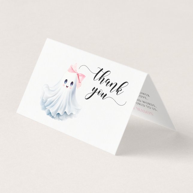 Tarjeta Pequeño Bote Rosa Baby Shower Foldable Gracias (Anverso)