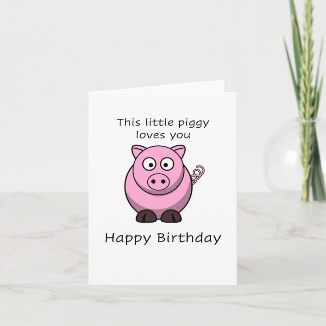 Tarjeta Pequeño cerdo, feliz cumpleaños (Anverso)