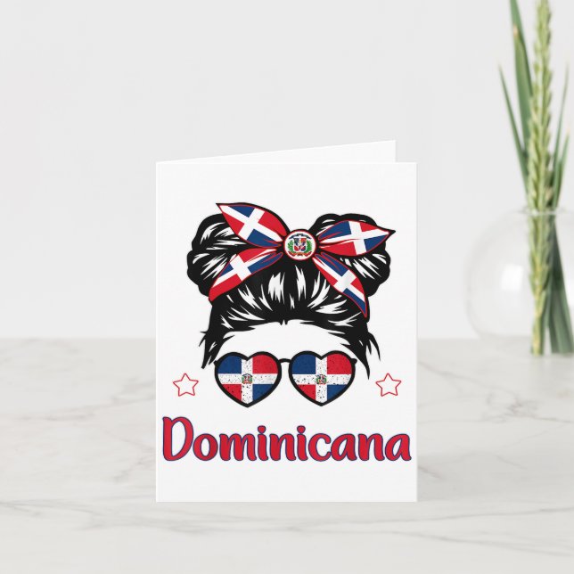 Tarjeta Pequeño Chica Bandera de camisas de República Domi (Anverso)