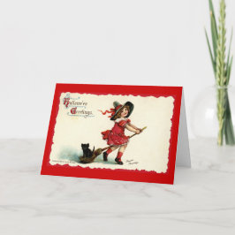 Tarjeta Pequeño chica lindo Halloween de la bruja