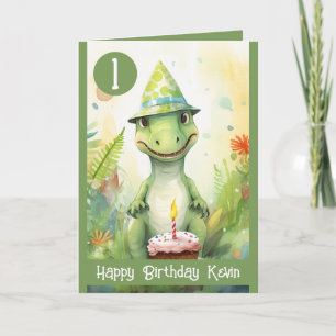 Tarjeta Pequeño chico de la selva verde y blanca en primer