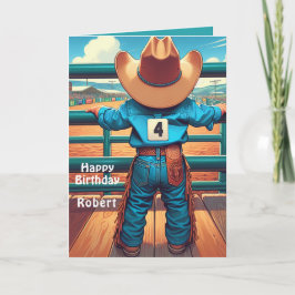 Tarjeta Pequeño Cowboy Occidental Personalizado de Rodeo d