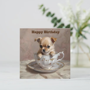 Tarjeta Pequeño Delight: Cachorro de Chihuahua en una Taza
