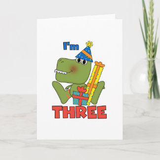 Tarjeta Pequeño Dino 3 camisetas de cumpleaños y regalos