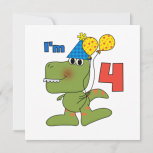 Tarjeta Pequeño Dino 4 camisetas de cumpleaños y regalos