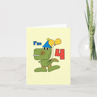 Tarjeta Pequeño Dino 4 camisetas de cumpleaños y regalos