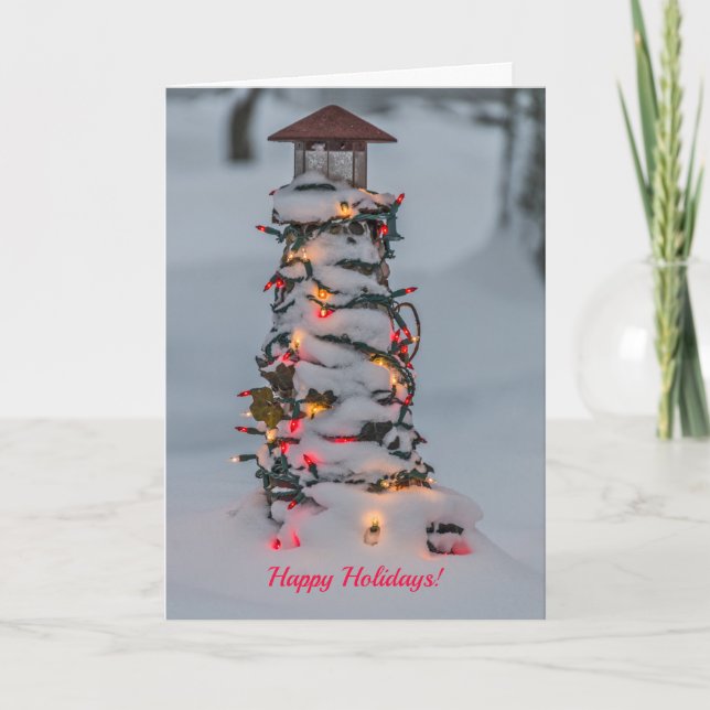 Tarjeta Pequeño faro decorado para Navidades (Anverso)