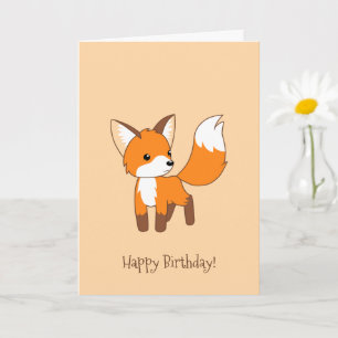 Tarjeta Pequeño Fox lindo en el cumpleaños poner crema