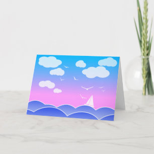 Tarjeta "Pequeño marinero" - Nubes blancas del océano azul