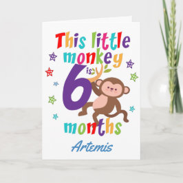 Tarjeta Pequeño mono 6 meses cumpleaños