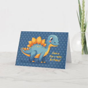 Tarjeta Pequeño niño cumpleaños Dinosaurio Dinomita Polka 