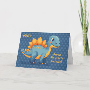 Tarjeta Pequeño niño nombre personalizado cumpleaños dinos