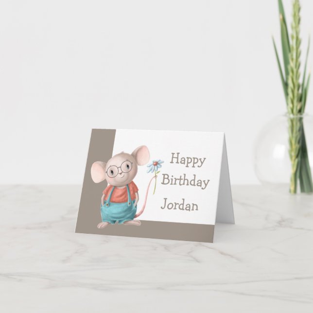 Tarjeta Pequeño Personalizado animal de ratón con gafas (Anverso)