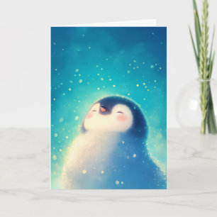 Tarjeta Pequeño Pingüino Relaxándose