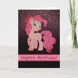 Tarjeta Pequeño Pony Pony Rosa Parca Feliz Cumpleaños