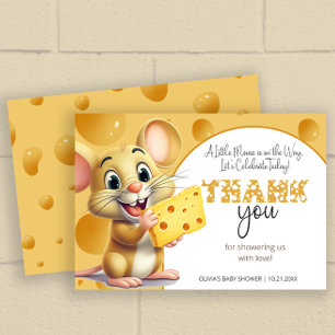 Tarjeta Pequeño ratón en queso Baby Shower Gracias