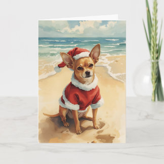 Tarjeta Pequeño Santa, gran hurto - Navidades de playa de