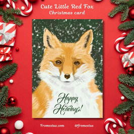 Tarjeta Pequeño zorro rojo lindo - en la nieve.