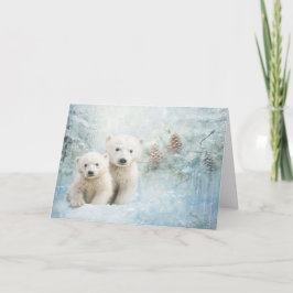 Tarjeta Pequeños Animales De Woodland Oso Polar En Saludo 