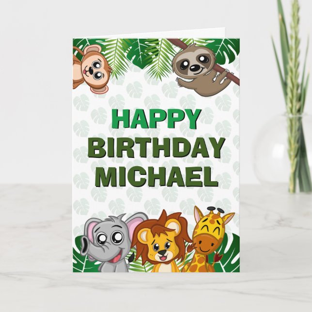 Tarjeta Pequeños animales salvajes de una jungla Safari pr (Anverso)
