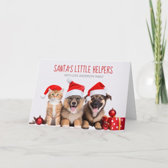 Tarjeta Pequeños ayudantes de Santa Claus (Anverso)