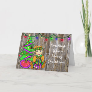 Tarjeta Pequeños elfos y Navidades personalizados