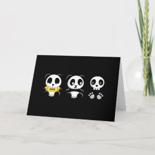 Tarjeta Pequeños panda en el espacio en blanco oscuro