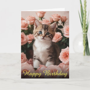 Tarjeta Pequeños Rosas de la primavera de gatitos y dulces