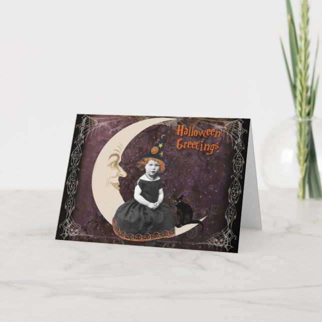 Tarjeta Pequeños saludos de bruja de Halloween (Anverso)