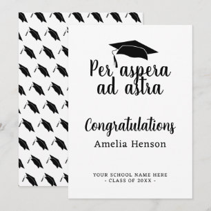Tarjeta Per aspera ad astra Congrat Graduación Gorra Latin