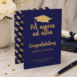 Tarjeta Per aspera ad astra Gorra de Graduación Latina Fel
