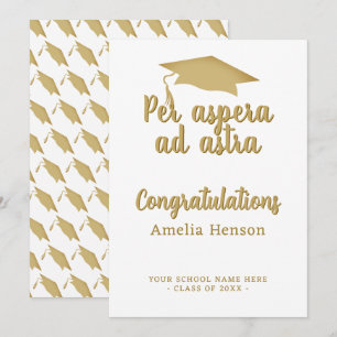 Tarjeta Per aspera ad astra Latin Congrat Graduación Gorra