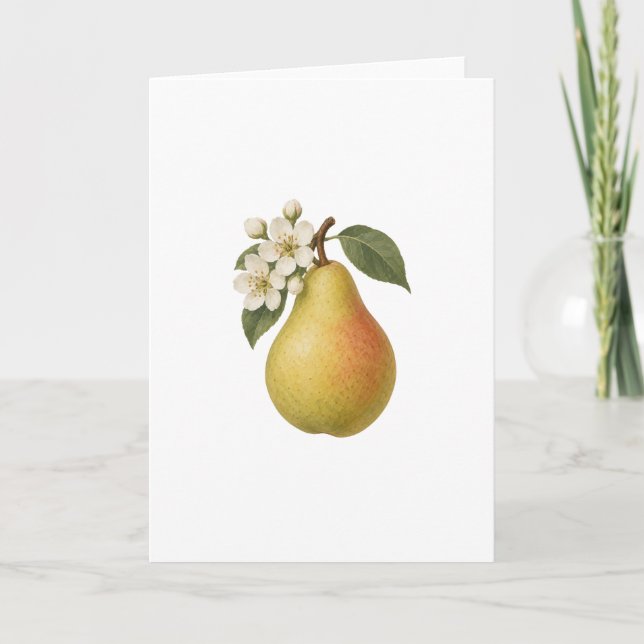 Tarjeta Pera y Flores Blancas (Anverso)