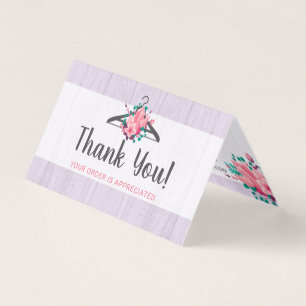 Tarjeta Perchero de ropa floral boho boutique gracias