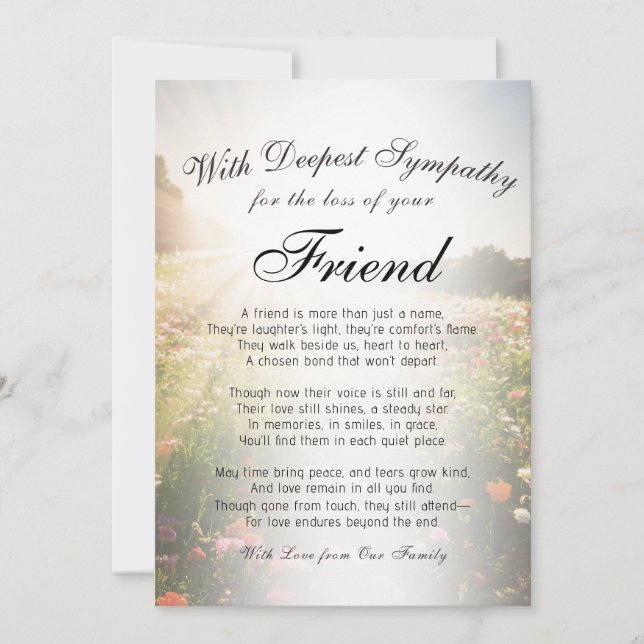 Tarjeta Perder un monumento a un amigo (Anverso)