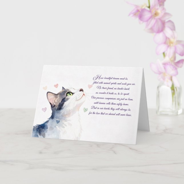 Tarjeta Pérdida de gato simpatía general con poema espirit (Orquídea)