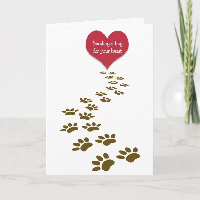 Tarjeta Pérdida de huellas de Mascotas y corazón (Anverso)