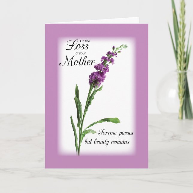 Tarjeta Pérdida de la condolencia de púrpura de la madre, (Anverso)
