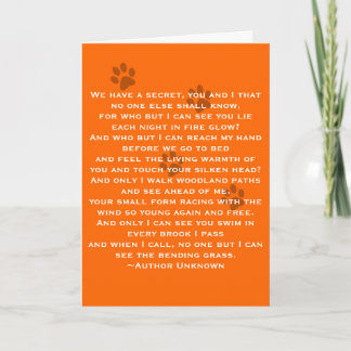 Tarjeta Pérdida de la simpatía del perro y el poema