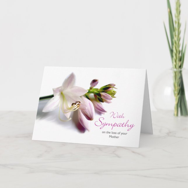 Tarjeta Pérdida de madre con simpatía, florecimiento de pl (Anverso)